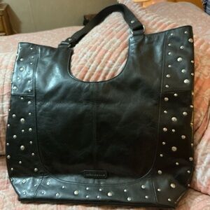 LUCKY Elegant Black Studded Tote Bag